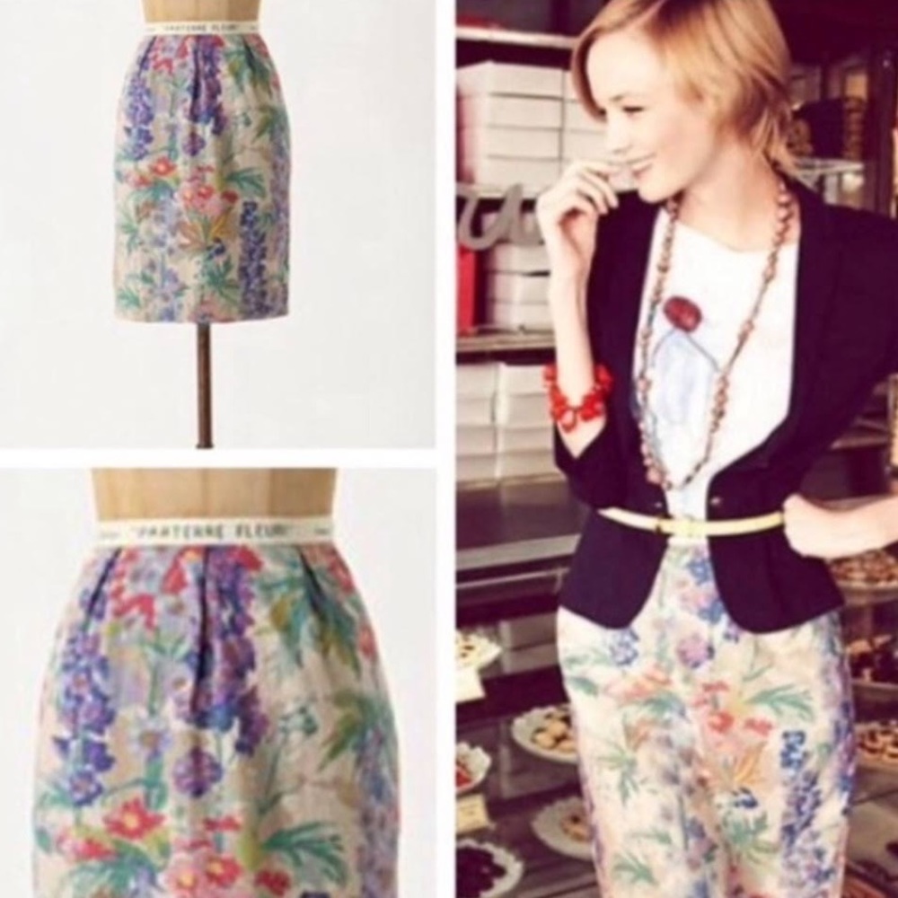 Anthropologie Floreat Gladiolus Linen Skirt Sz 0